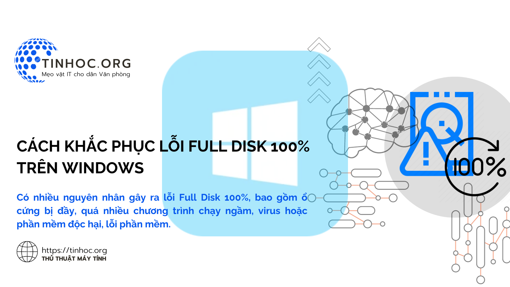Cách khắc phục lỗi Full Disk 100% trên Windows