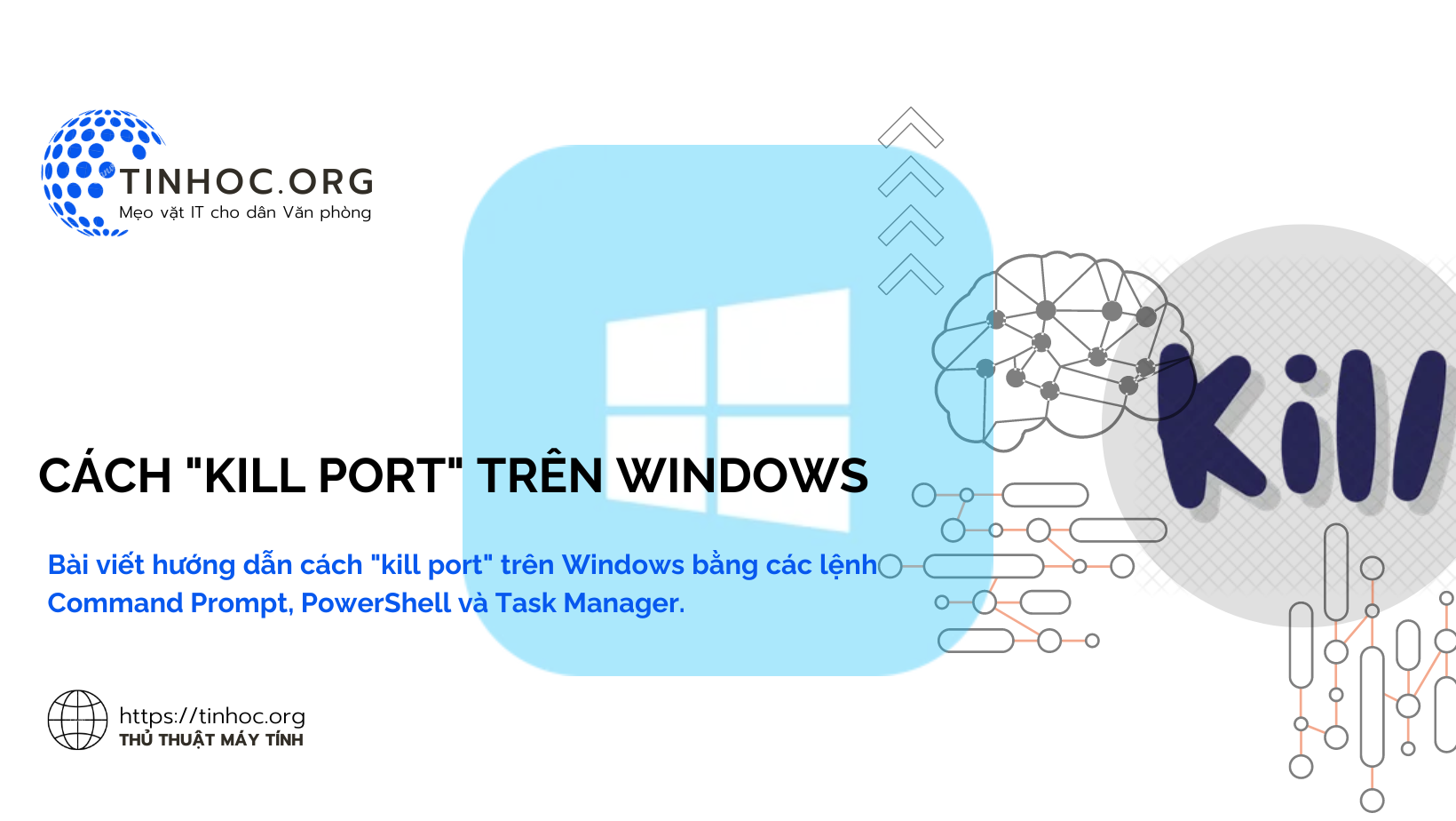Bài viết hướng dẫn cách "kill port" trên Windows bằng các lệnh Command Prompt, PowerShell và Task Manager.