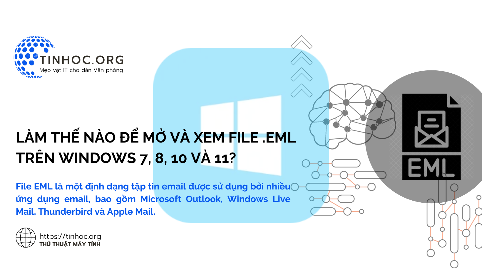 File EML là một định dạng tập tin email được sử dụng bởi nhiều ứng dụng email, bao gồm Microsoft Outlook, Windows Live Mail, Thunderbird và Apple Mail.